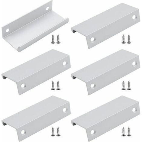 x Aluminium-Rückwandgriffe, unsichtbare Möbelgriffe für Schubladen, Schränke und Kommoden – Silber – 80 mm lang – Schrankbeschläge (1/4)