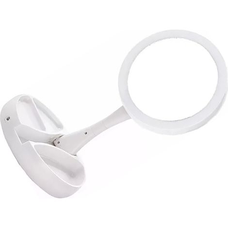 Miroir de maquillage pliable rond avec lumière LED, grossissement x10, port USB (1/5)