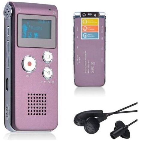 Dictaphone Enregistreur Vocal Numérique 8GO Portable, Lecteur MP3 Audio à Double Microphone pour Conférences/Réunions/Entretiens/et Cours (Rouge) (1/5)