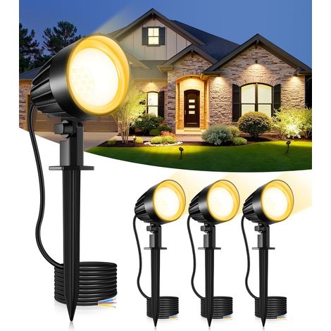 Spot LED Extérieur Avec Piquet 9W Blanc Chaud 680LM Aluminium Spot Jardin 2700K Lampe De Jardin Étanche IP66 Eclairage Exterieur LED Avec EU Prise Pour Terrasse Chemin Halloween Noël (1/5)