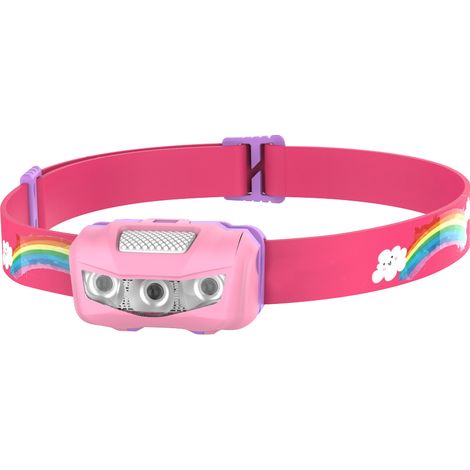 Lampe frontale pour enfants,dirigéLampe frontale pour la course nocturne, la randonnée et le camping, rose macaron (1/5)