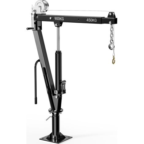Wiltec Gruetta per pick up idraulica con verricello max 900 kg 1800 mm girevole a 360° Mini gru di sollevamento