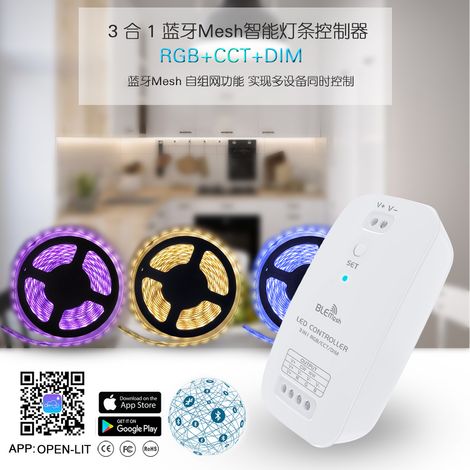 Contrôleur LED, température de couleur unique, bande lumineuse RGB, maillage intelligent Bluetooth 3 en 1, moule sur mesure, haute puissance