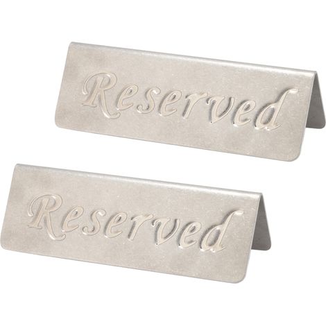Lot de 2 panneaux « Réservé » en acier inoxydable double face pour restaurants, bars, cafés, salons de thé et hôtels. (1/5)
