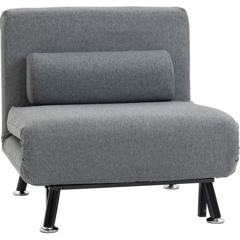 Sillón cama plegable gris oscuro con respaldo reclinable HOMVRA (1/5)