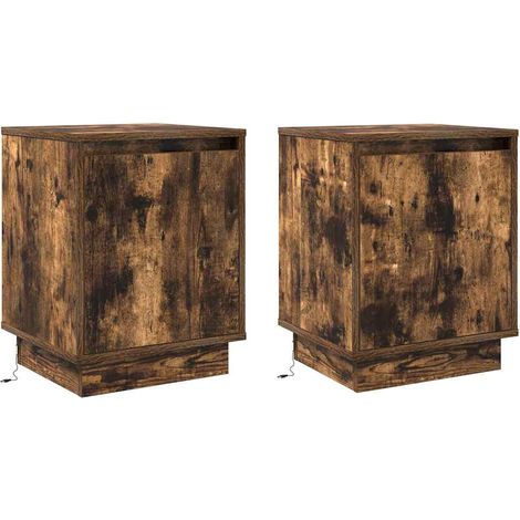 Maison Exclusive - Armadio da Notte con 2 pcs Rovere fumé 39 x 34.5 x 50 cm (1/5)