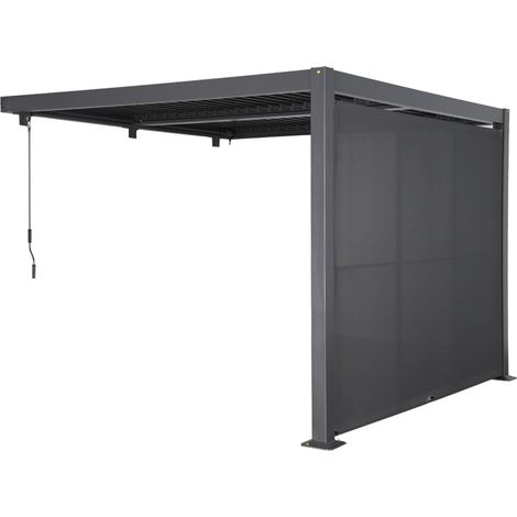 sweeek - Wand Pergola Palace 3x3m mit Lamellendach + 1 Vordach 3m (1/5)