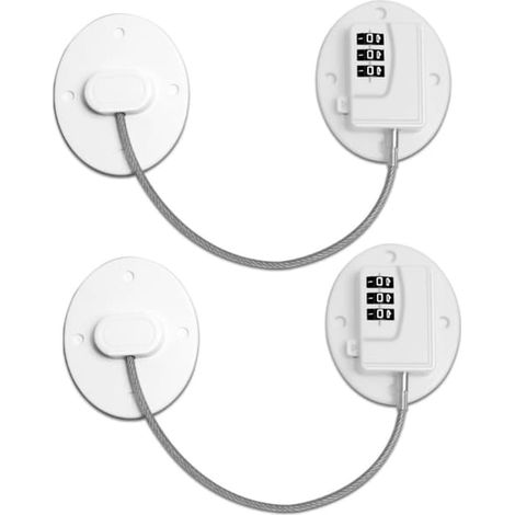Cadenas à combinaison autocollant pour réfrigérateur, cadenas ovale à code, taille standard (lot de 2), compatible avec les réfrigérateurs, blanc (1/5)