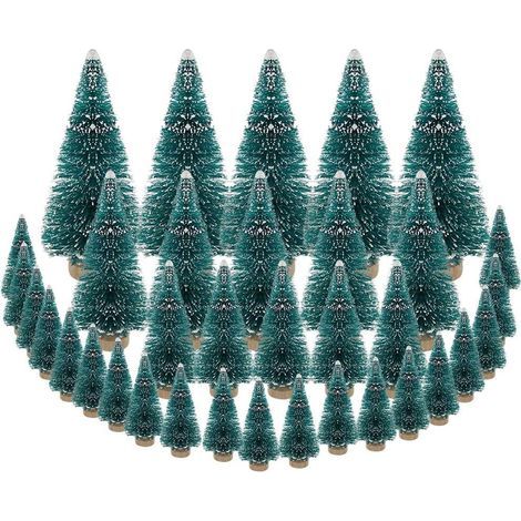 35 Stück Weihnachtsbaum, künstlicher Weihnachtsbaum, Mini-Sisalbäume mit Holzsockel, ideal für Weihnachtsdekoration, Schlafzimmer, Heimwerken, Party – 4 Größen (1/5)