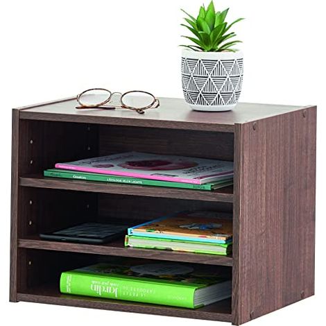 Iris Ohyama, Piccolo armadietto, Comodino, Armadietto laterale, Comodino, 3 ripiani regolabili ogni 3,2 cm, Solido, Ufficio, Camera da letto, Soggiorno - Stack Box STB-400T - Marrone (1/4)