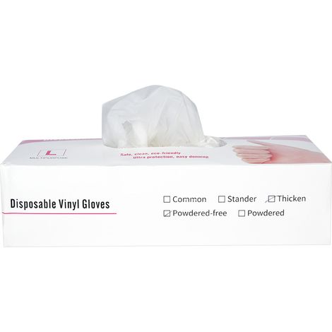 100 gants jetables PVC, protection professionnelle pour travaux extérieurs et intérieurs, boîte de 100 pièces.