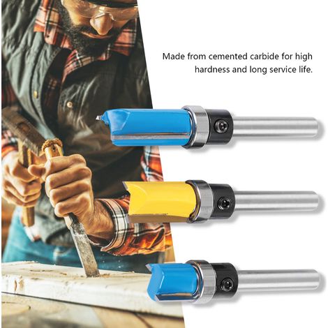 3-teiliges Set Holzbearbeitungsfräser mit 1/4"-Schaft zum Kantenbeschneiden und Nutenfräsen (1/5)