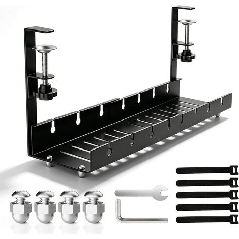 Plateau de Gestion des Câbles Sans Perçage, Passe-Câbles Bureau Cable Management Rétractable de 30cm à 55cm, Plateau de Gestion de Câbles de Bureau, Chemin de Câbles, pour Maison, PC, Table de Jeu (1/5)