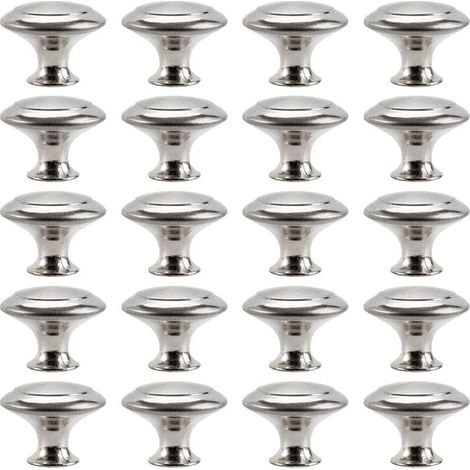 Lot de 20 boutons de meuble ronds 27 mm en acier inoxydable, poignées de placard pour porte et tiroir avec vis (1/5)