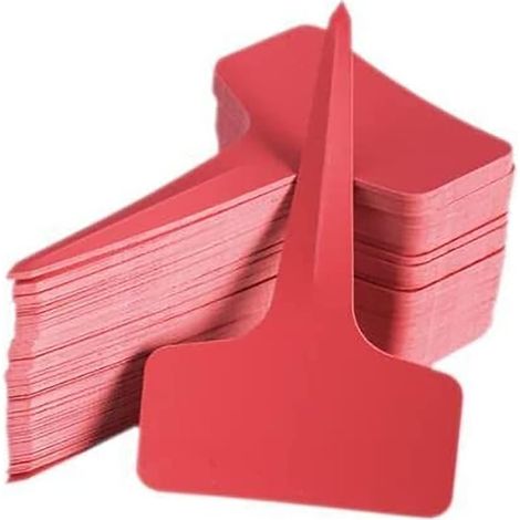 100PCS Plant Labels T-Type 100 Pcs Plastic Plant Tags Seedling Tag for Flower Vegetable Seed Garden Nursery (Red) (1/5)