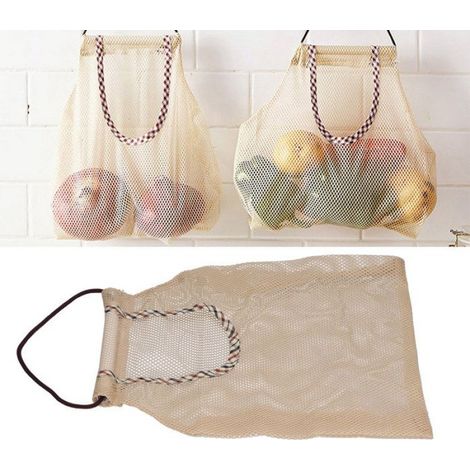 Sac En Maille - Sac De Courses En Coton Tissé - Pour Fruits Et Légumes - 1 Pièce (1/5)