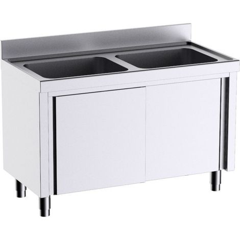 Meuble pour plonges L.1200mm avec Portes Coulissantes - Distform - FP912600