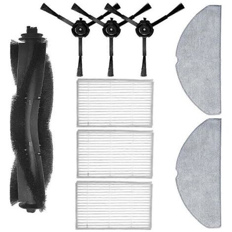 LAN pièces de rechange pour aspirateur robot iLife V20 : brosse principale, filtre HEPA, brosse latérale et chiffon de nettoyage. (1/5)