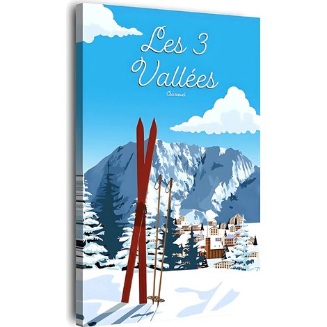 Tableau sur toile illustration Courchevel 30x45 cm - Impression sur Toile Murale Décorative - Image imprimée en HD sur Toile - Toile sur Châssis en Bois FSC - Fabriqué en France (1/5)