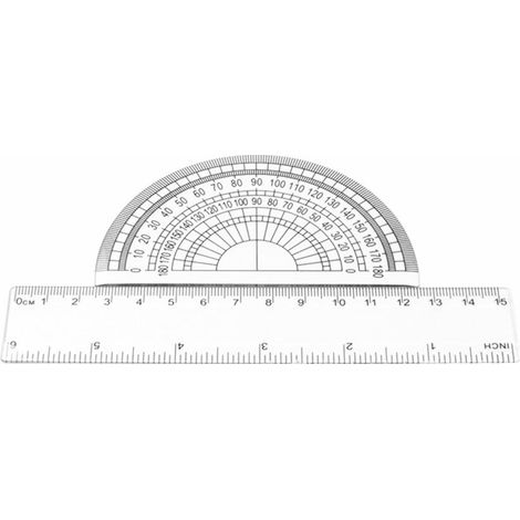 Ensemble de 4 règles d'outils de géométrie mathématique en plastique transparent comprenant un rapporteur droit de 6 pouces et 2 pièces triangulaires pour fournitures scolaires et de bureau pour étudi (1/5)