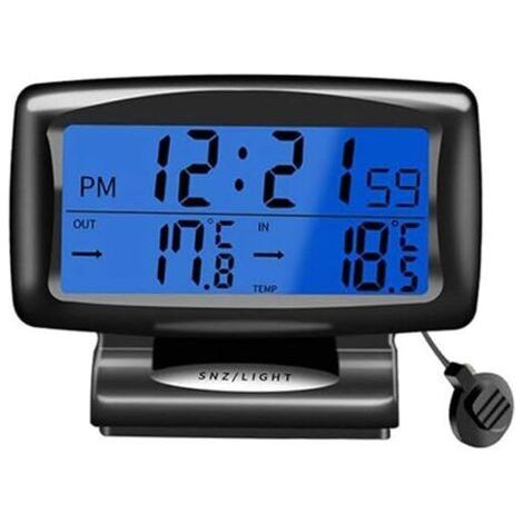 BUNTHAUS Horloge de Température de Voiture, Thermomètre pour Voiture Thermomètre de voiture numérique avec rétroéclairage LCD horloge avec écran numérique (1/4)