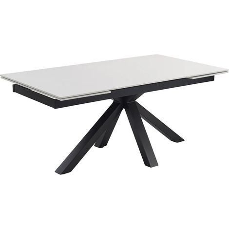 Table extensible 180/260 cm céramique blanc pied croix - OREGON 04 (1/5)