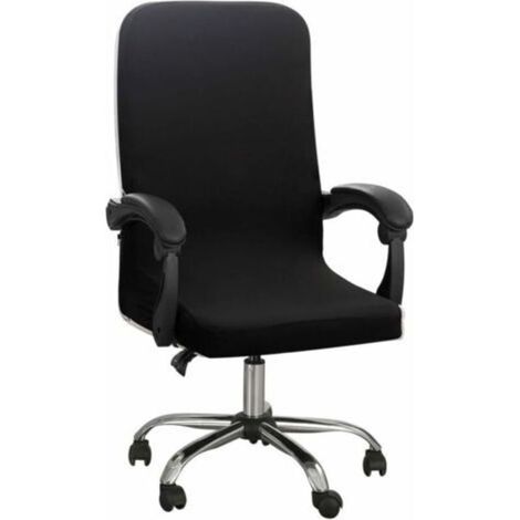 Housses élastiques pour chaise de bureau sans housse d'accoudoir motif jacquard avec dossier haut pour chaise d'ordinateur amovible pour chaise pivotante universelle Noir M