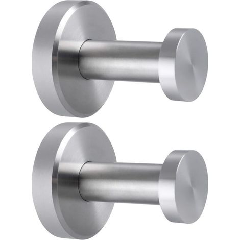 Set mit 2 Handtuchhaken aus gebürstetem Nickel, rund, Edelstahl 304, Handtuchhalter, moderner Bademantelhaken, Badezimmer, Küche, Eingangsbereich, Wandmontage (1/4)