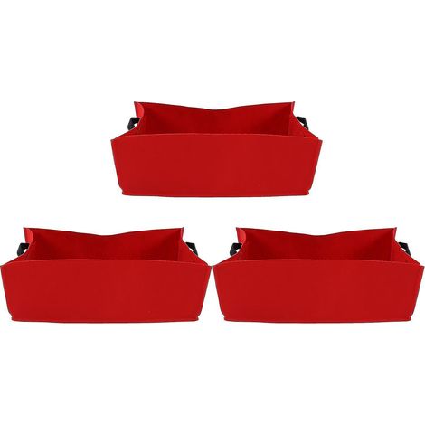 Lot de 3 sacs de culture épais non tissés pour semis de légumes, avec poignées, rouge rose, 60 x 30 x 20 cm (1/3)