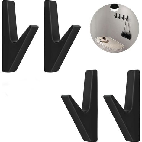 Ahlsen Stück Kleiderhaken Mehrzweck-Kleiderhaken Schwarz Wandgarderobenhaken Moderner minimalistischer Wandgarderobenhaken Schwarz mit Schrauben für Küche, Badezimmer, Schlafzimmer, Eingangsbereich (1/5)