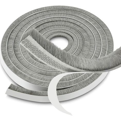 5M Brush Seal for Sliding Doors, Self-Adhesive Entrance Door Seal, 9mm (W) x 5mm (D), Window Seals, Insulation, Grey, Windproof for Windows, Doors, Cabinets, Sliding Doors (1/5)