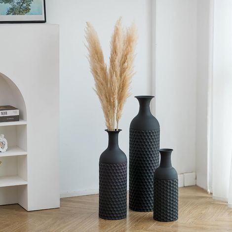 Métal Grand Vase a Poser au Sol: Noir Vase de Sol Decoratif 3pcs (1/5)