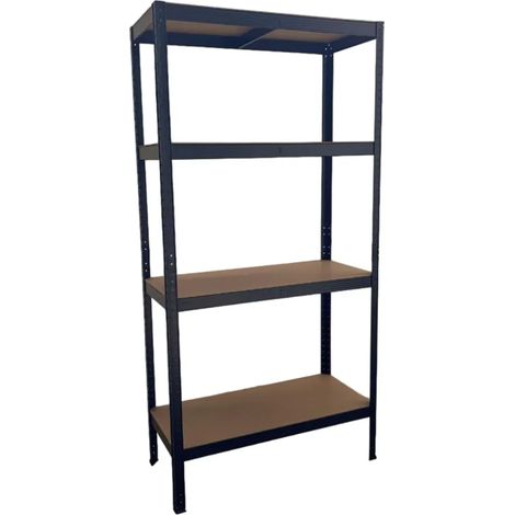 Étagère robuste SCHULTE Shelf World avec 4 tablettes en MDF, 180 x 90 x 40 cm (H x L x P), capacité de charge de 90 kg par tablette, noire (1/5)