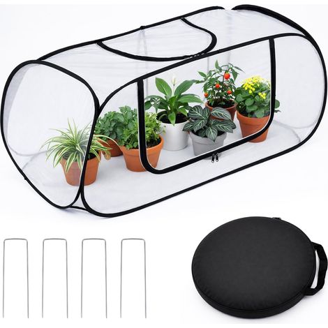 Housse de protection en maille pour plates-bandes surélevées, 114 x 50 x 45 cm, housse de plantes pop-up avec sac de rangement, piquets pour protéger les semis, les fruits, les légumes (1/5)