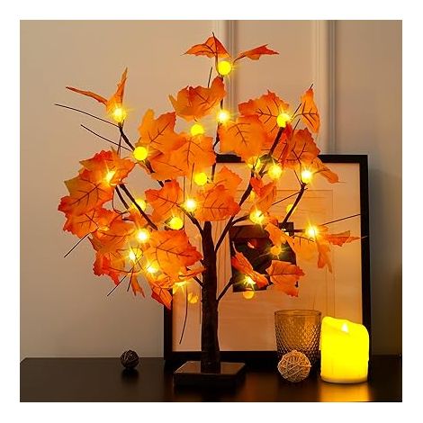 Arbre Artificiel à 24 LED en érable avec éclairage automnal, décoration de Table pour Halloween, Thanksgiving, pour décoration d'automne, Cadeau de fête de Mariage, intérieur récolte de la Maison (1/5)