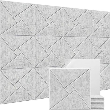 Lot de 12 panneaux acoustiques auto-adhésifs, panneaux muraux insonorisants, panneau absorbant le son en polyester haute densité, 30 x 30 x 0,9 cm (1/5)