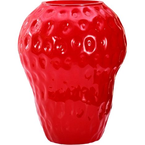 Jarrón pequeño rojo Ruby Pastoral “Fresa” (1 pieza) – Jarrón decorativo de cerámica colorida para la sala de estar. (1/5)