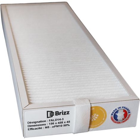Brizz – Filtre VMC compatible purificateur d'air ALDES InspirAir Top – Filtration M5 pour particules – Dimensions 458 x 156 x 45 mm