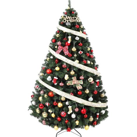 Sapin de Noël artificiel pré-éclairé 137 cm (4,5 ft) - Effet neige, 130 LED blanc chaud, 659 sections secondaires denses, montage rapide, support métal - Pour intérieur/extensionérieur - Variante : 4.