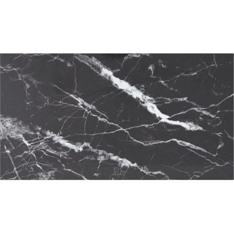 Table Top Black 120x65 cm 8mm Tempered Glass with Marble Design vidaXL