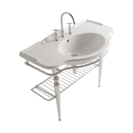 Struttura Paestum terra in ottone con lavabo cm. 110x60 bianco