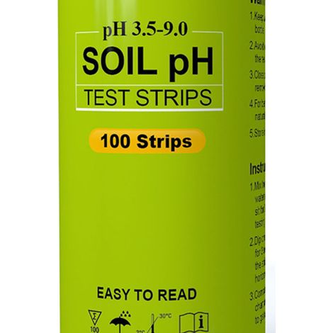 Bandelettes de test de pH du sol, précision du pH 3,5-9,0, 100 bandelettes, bandelettes de test d'acidité et d'alcalinité. (1/5)