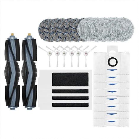 Lot de 4 Brosses Latérales + Serpillière + Filtre HEPA + Sacs à Poussière pour Robot Aspirateur, Accessoires de Nettoyage Universels, Kit de Remplacement pour Sols et Moquettes (1/5)