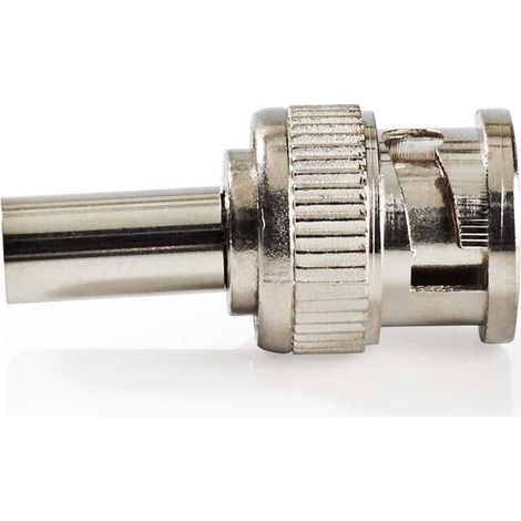 Conector BNC Recto Masculino Niquelado 50 ohmios Engarce Di metro de entrada del cable 6 0 mm Acero Plata 25 uds Sobre