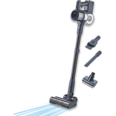 Aspirateur Balai Multifonction sans Sac 29,6V sans Fil, 60 Min. d'autonomie, Brosse rotative, Aspirateur Puissant avec éclairage LED, Accessoire spécial Animaux, Noir/Bleu, HV 7196 (1/5)