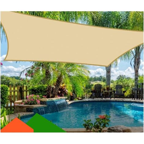 Pare-soleil - Imperméable et anti-UV - Auvent extérieur - Abri pour terrasse et camping - 3 m x 3 m Beige (1/5)
