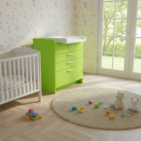 Cassettiera Fasciatoio Moderna con Cassetti - Verde mela