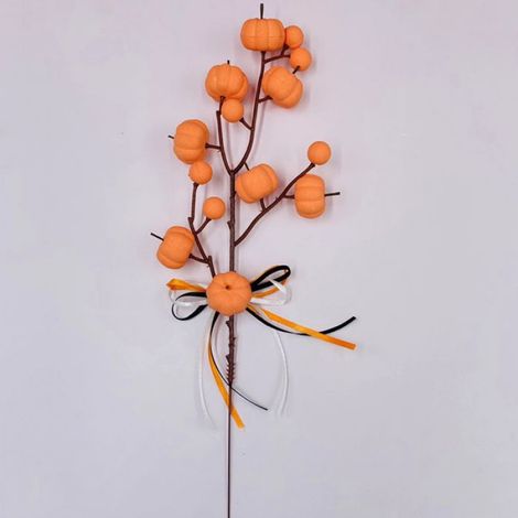 Branches De Citrouille Artificielles - Mousse Souple - Décoration Automne Murale Et Table - 33 Cm - 1 Pièce (1/4)