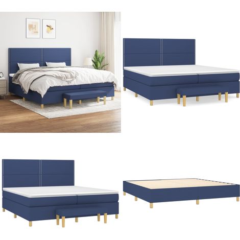 Boxspringbett mit Matratze Blau 200x200 cm Stoff - Boxspringbett - Doppelbett - Schlafraumgestaltung - Blau - Bettsofa - Home & Living