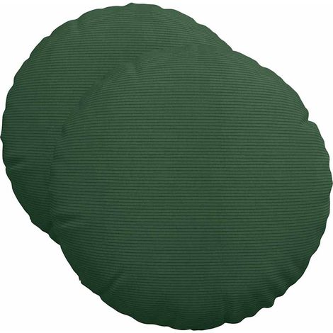 Seat Cushions 2 pcs Dark Green Ø50 x 19 cm Corduroy Fabric vidaXL